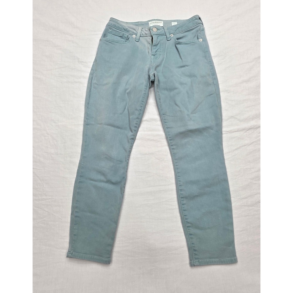 Lucky Brand Womens Size 4 27 Lolita Low Rise Crop Jeans Seafoam Green Aqua Blue